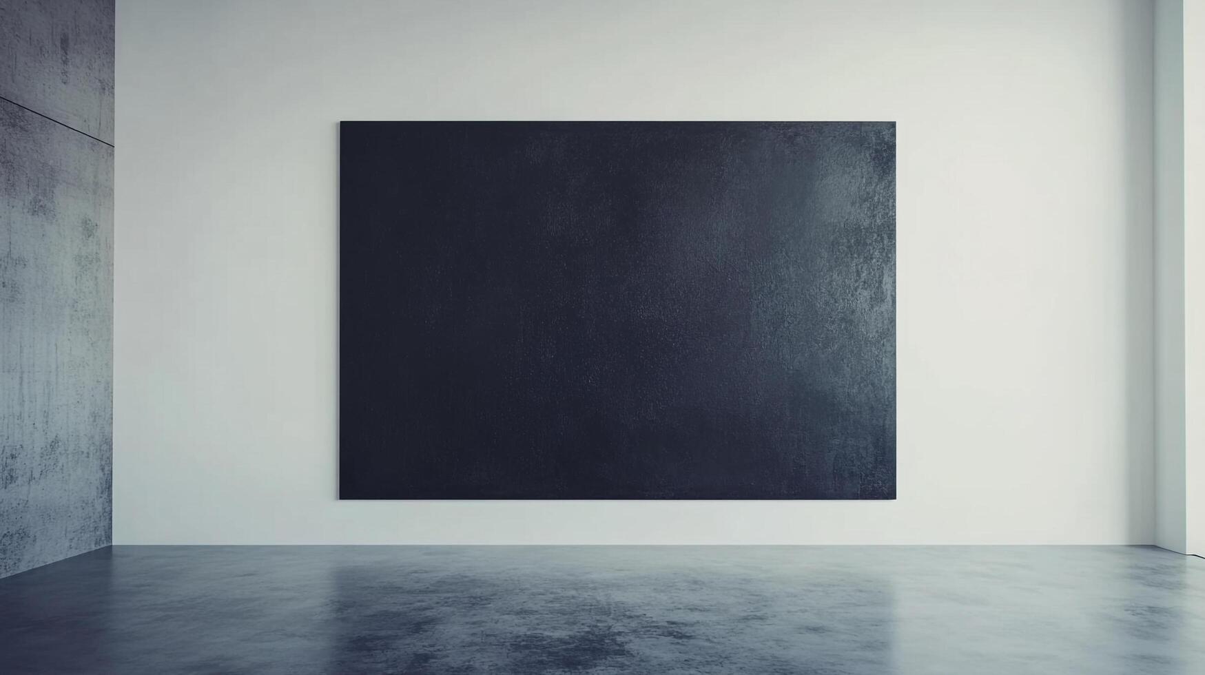 Modern art in a spacious gallery. The simple art piece stands out against the clean, minimalist architecture of the room. photo