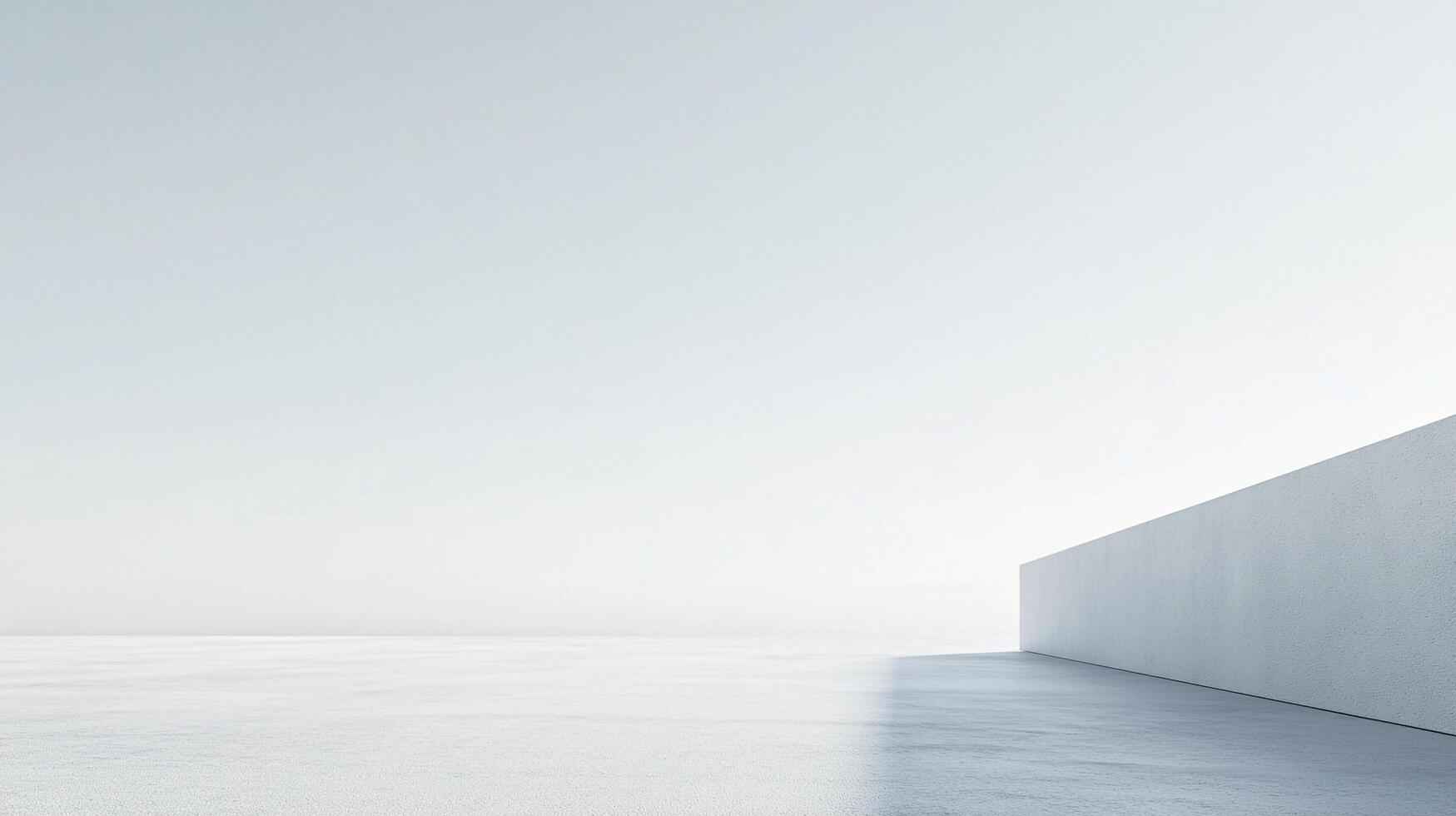 Abstract minimalist architecture showcases a wall's geometric form and the stark contrast of light and shadow in a spacious, open area. photo
