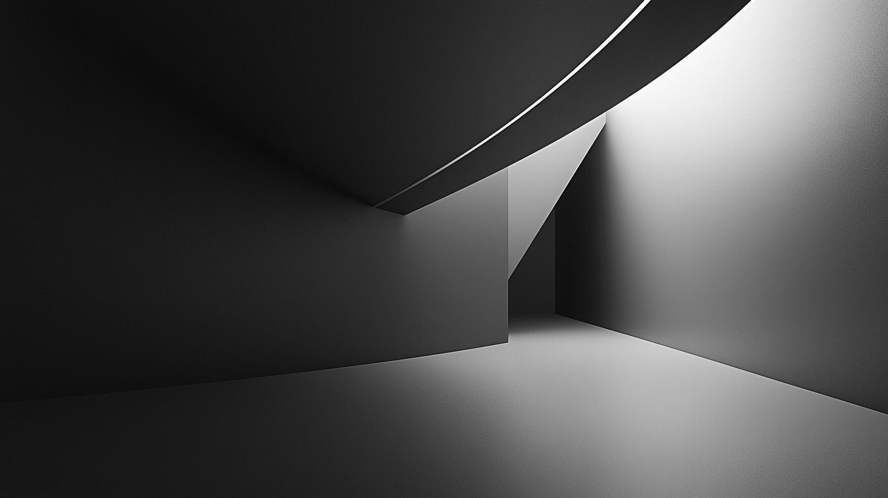 An abstract architectural composition showcasing dramatic lighting and stark contrast between the dark and light areas. A study in minimalist design. photo