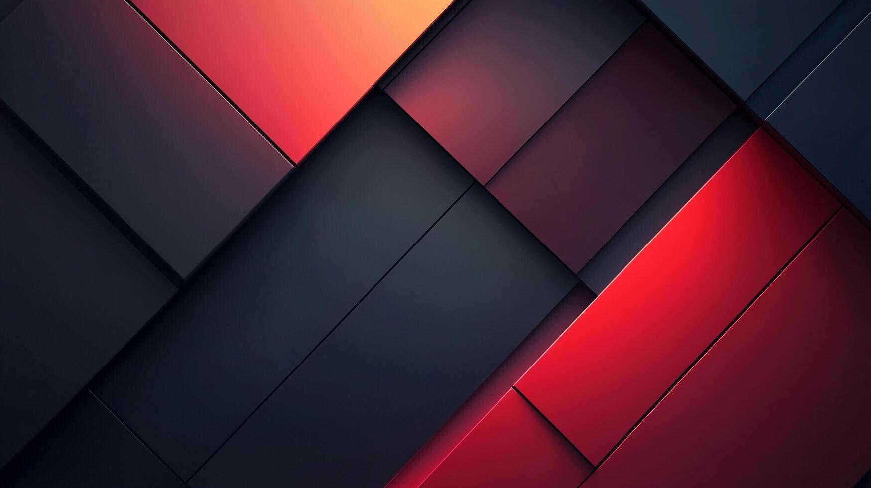 Abstract geometric composition featuring interconnected squares in shades of black and red, creating a modern, dynamic three-dimensional pattern. photo