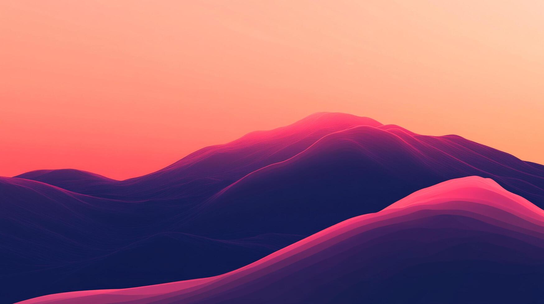 Abstract mountain range in shades of purple and pink under a gradient sky. Dreamy and serene landscape. Modern and minimalist artwork photo