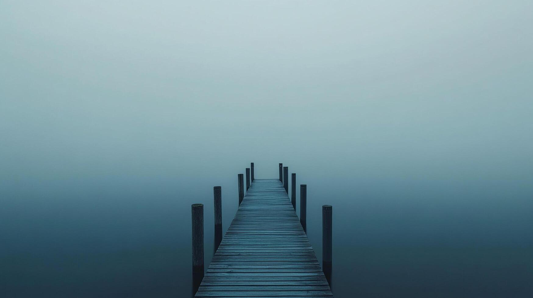A serene escape into the mist, this wooden pier beckons towards an unknown destination, promising tranquility and solitude. photo
