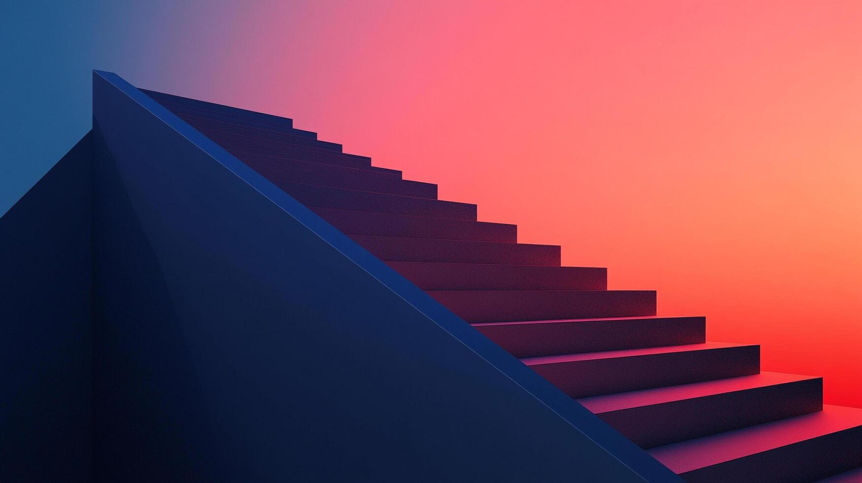 Modern staircase design with a vibrant gradient background. The stairs rise diagonally. Simple, minimalist, and artistic. photo