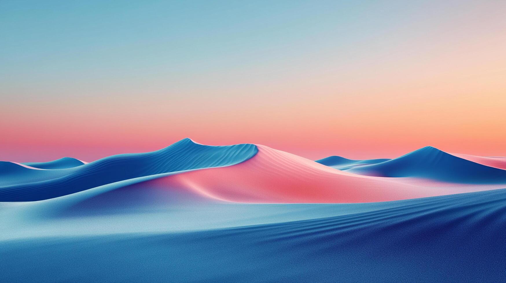 Abstract desert landscape in vibrant shades of pink and blue. Minimalist art. Evokes peace and a sense of the surreal and dreamlike. photo