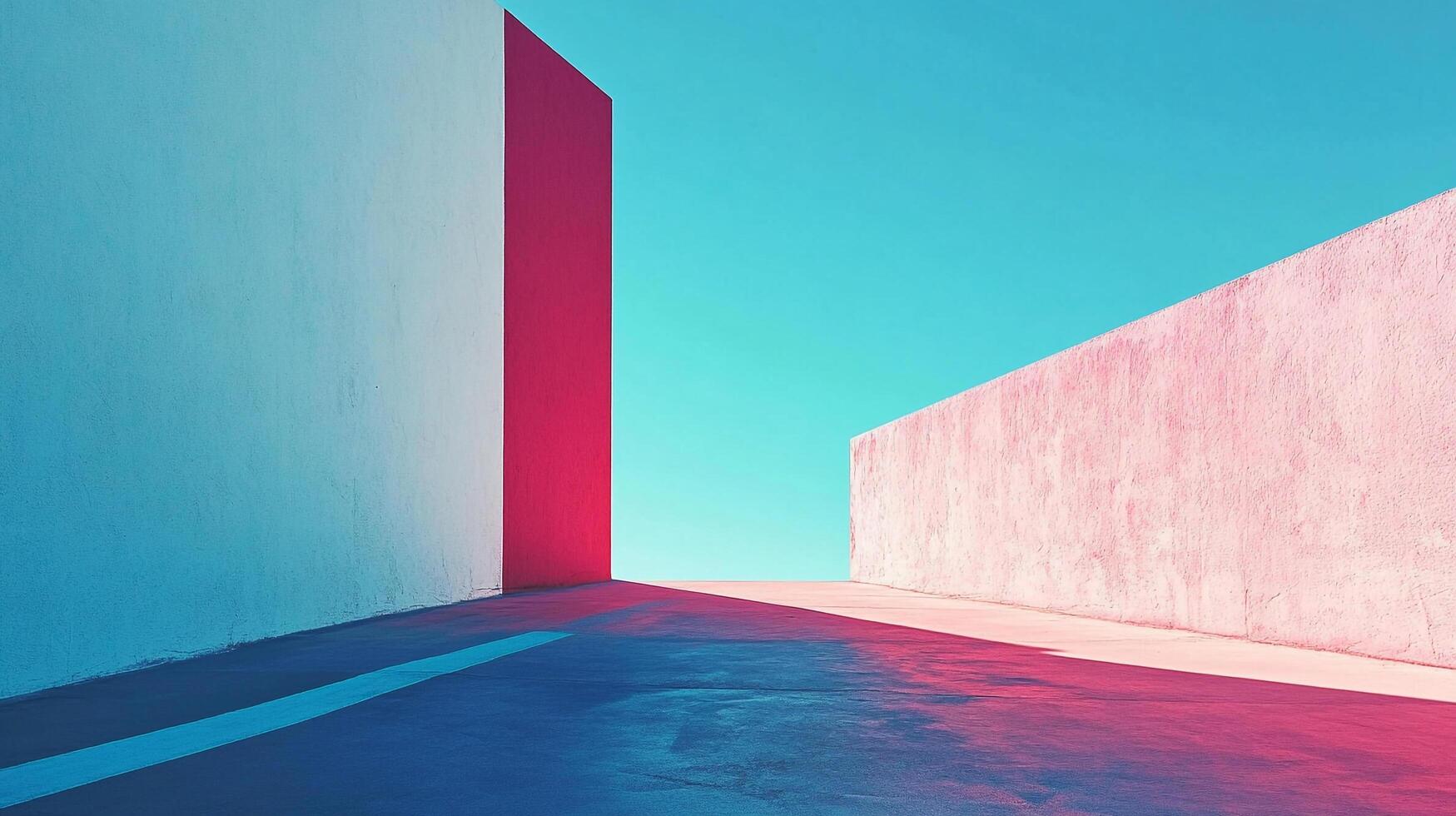 Architectural lines and vibrant hues meet in a dance of shape and shadow. Walls of pastel, geometry, and a minimalist perspective. photo