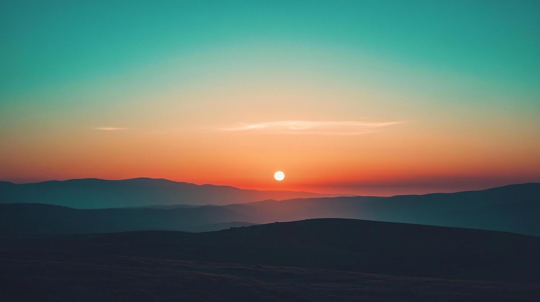 A breathtaking sunset casts a warm glow over the rolling hills, creating a serene and picturesque landscape at the end of the day. photo