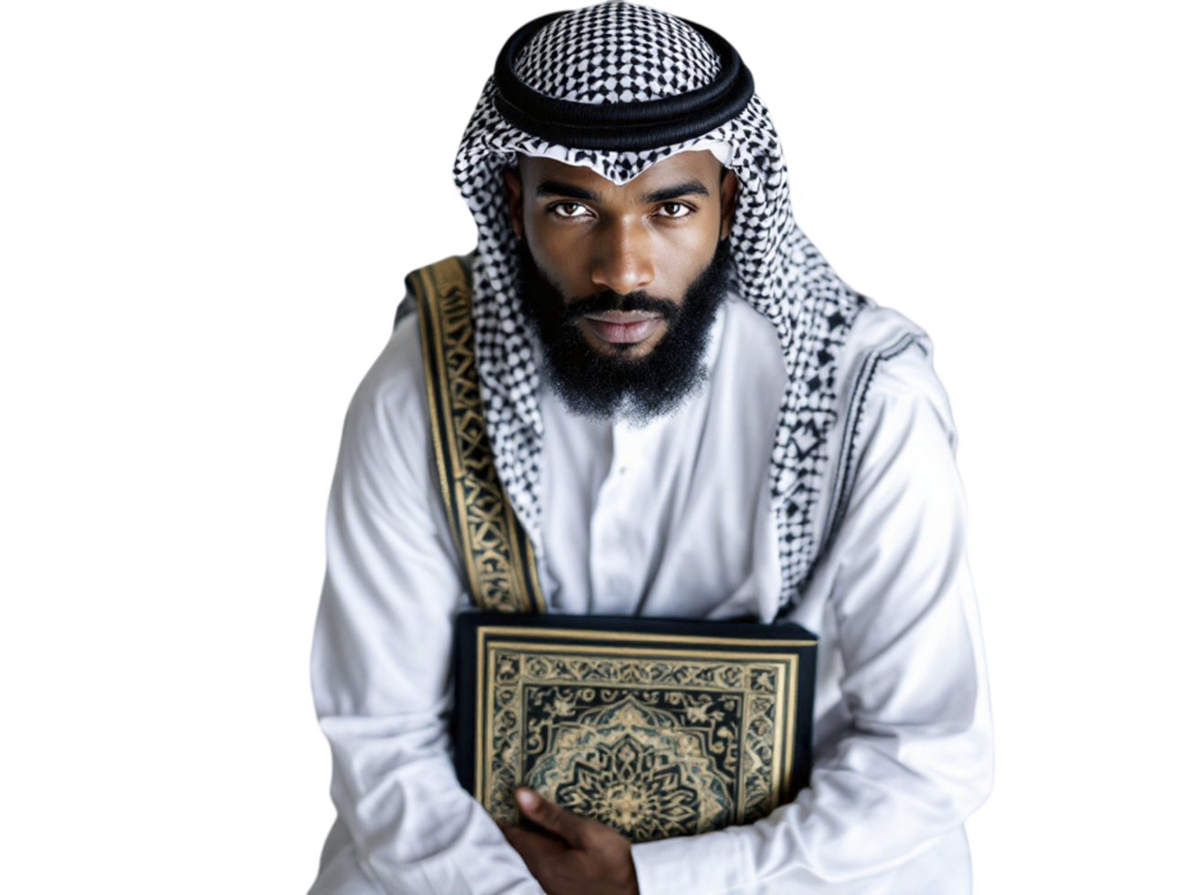 An arab man with a book on his lap png