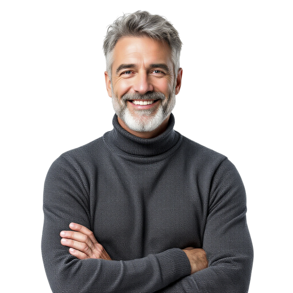 A man with a gray beard and a turtleneck sweater png