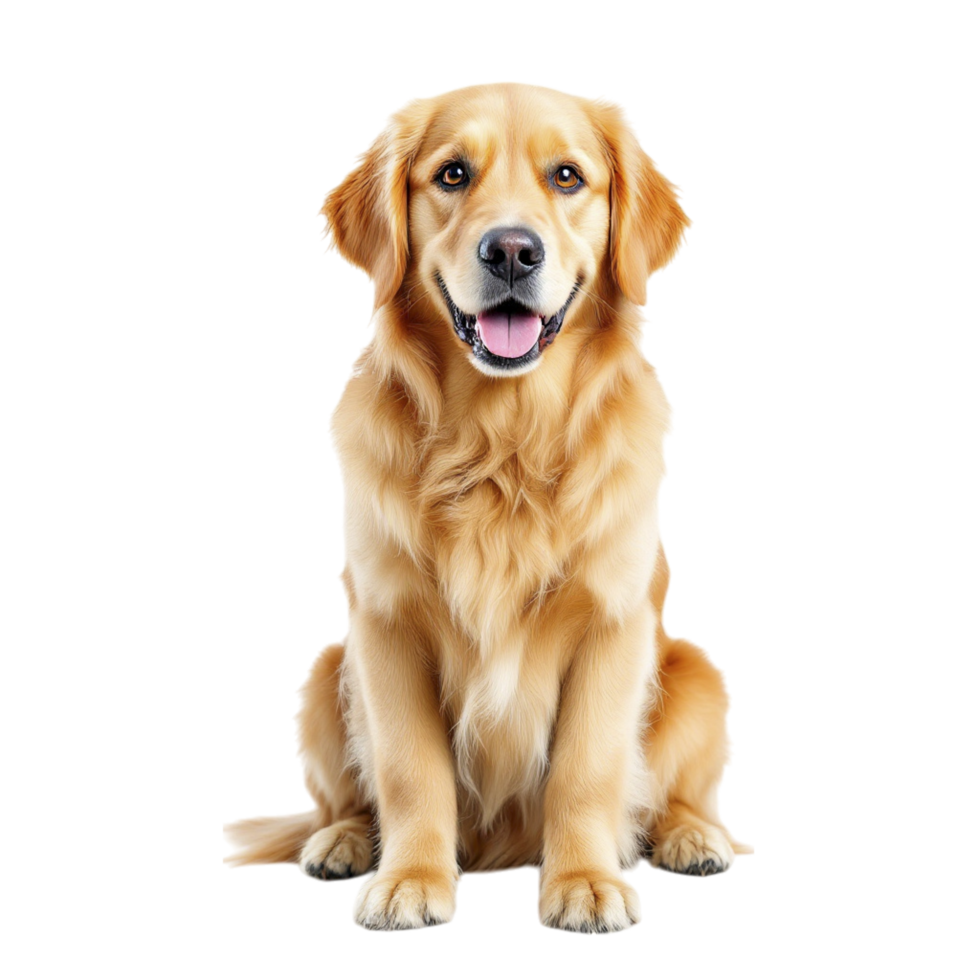 Golden retriever dog sitting on black background png