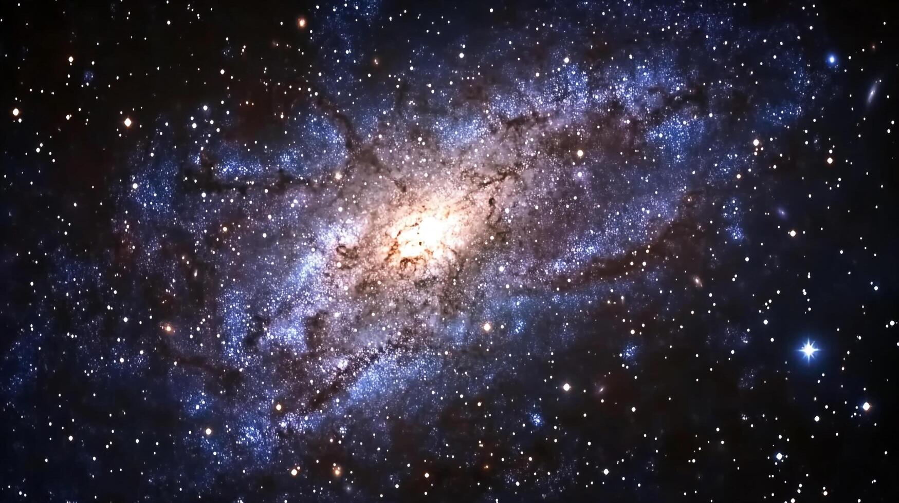 A vibrant spiral galaxy shines in the vast expanse of space, its arms swirling with stars and dust, and bathed in ethereal light. photo