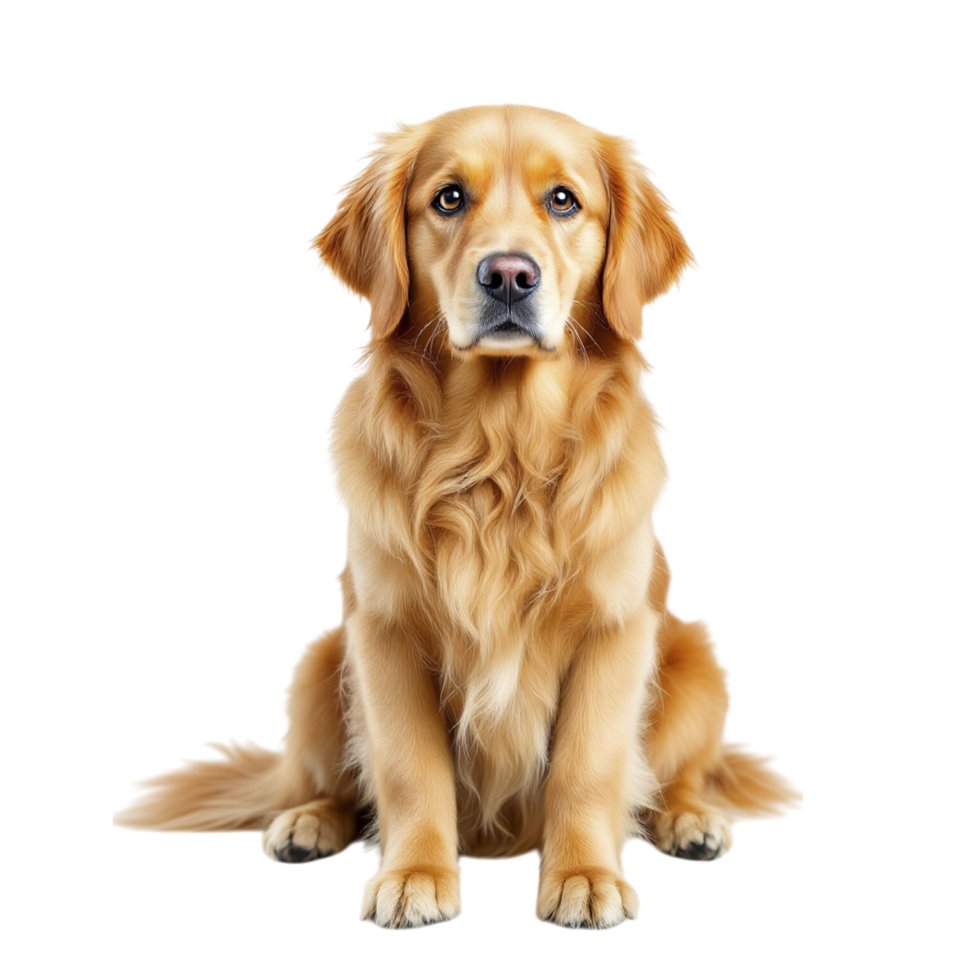 Golden retriever sitting on black background png