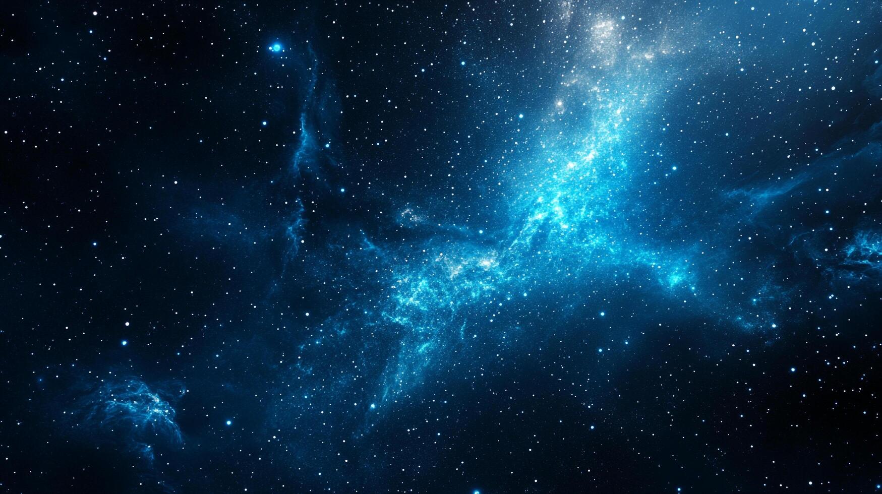 Stunning nebula of celestial blue starlight and cosmic dust in deep space. A mesmerizing view of the galaxy far away and endless cosmos. photo