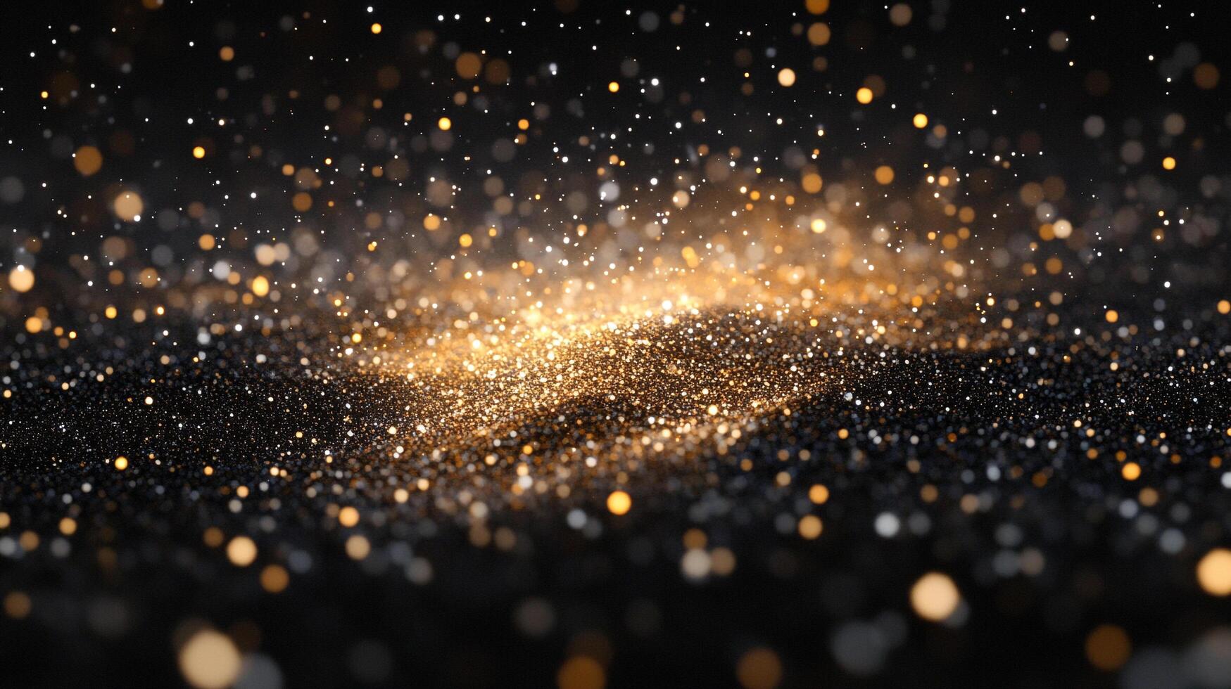 Golden lights sprinkle from above, creating a festive atmosphere in this abstract artwork. Sparkles of light spread throughout the image. photo