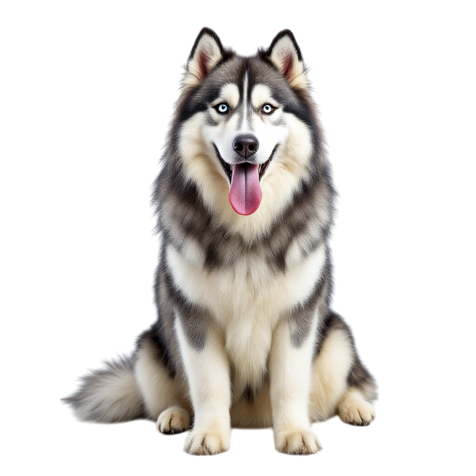 A husky dog sitting down with its tongue out png