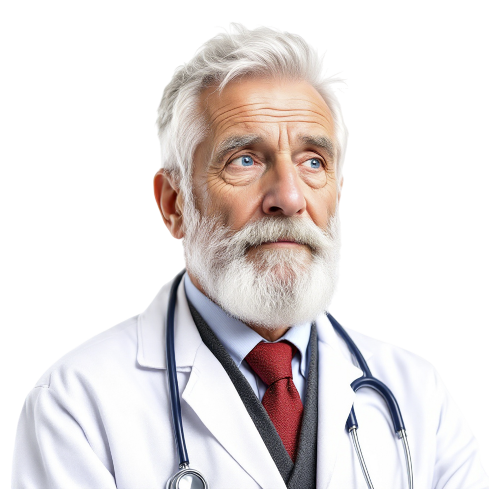 An older man with a white beard and a stethoscope png