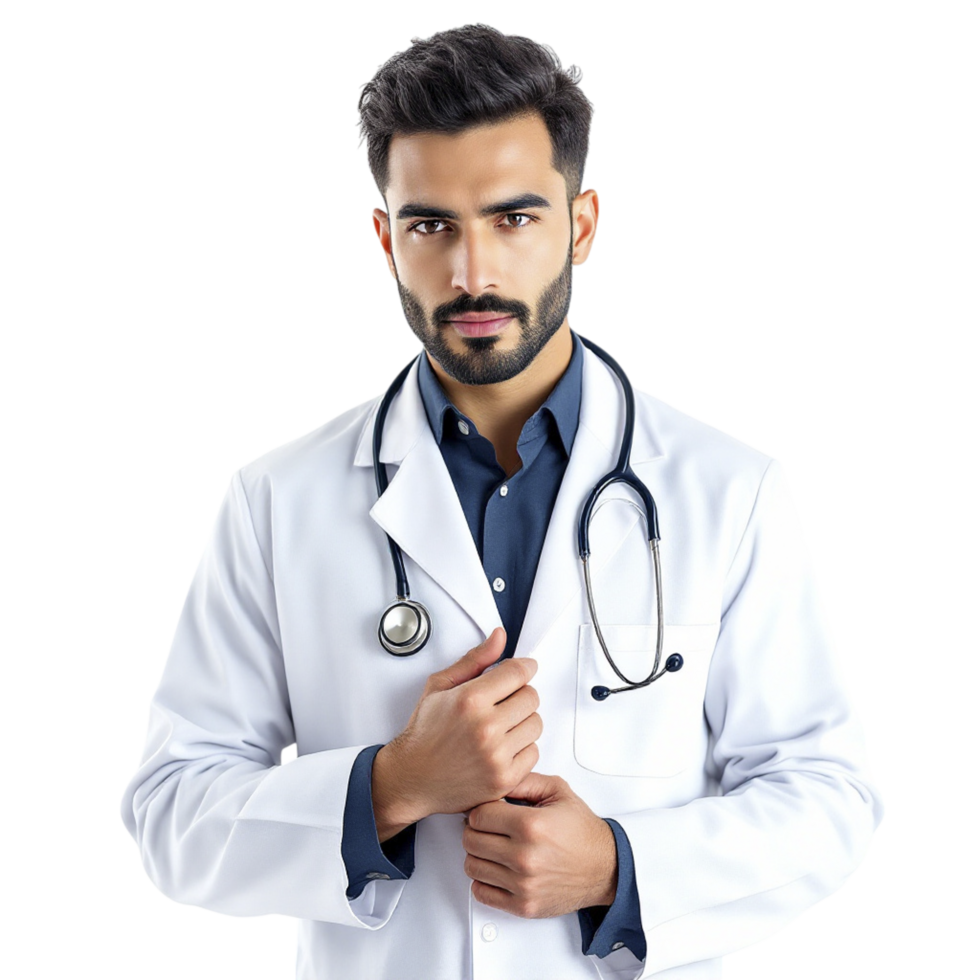 A male doctor in a white coat png