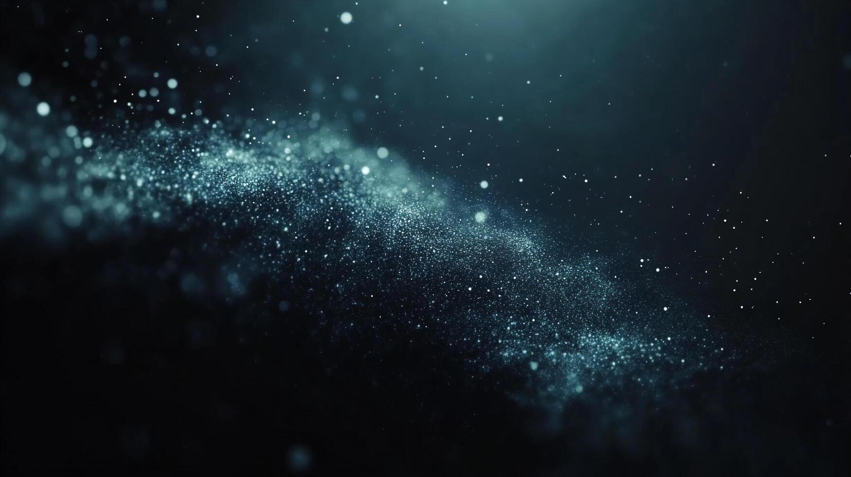 Mystical shimmering particles evoke a sense of wonder, like stardust swirling in the cosmos. A dark, dreamy scene unfolds. photo