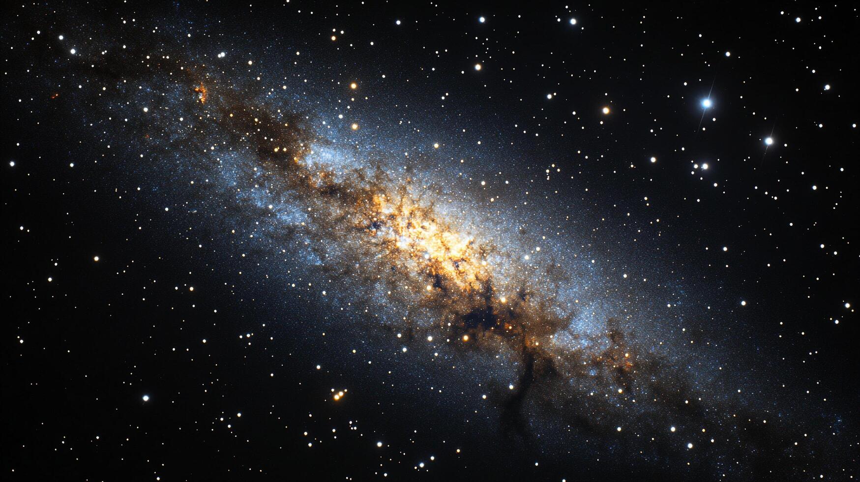 A beautiful image reveals a galaxy in the dark expanse of space, a spiral of stars, dust, and gas glowing with light and cosmic wonders. photo