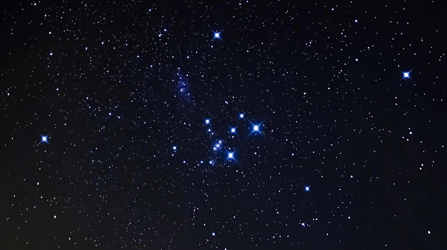 Starlit sky with constellation. Glimmering celestial bodies create a breathtaking cosmic scene on a clear dark night. Timeless beauty. photo
