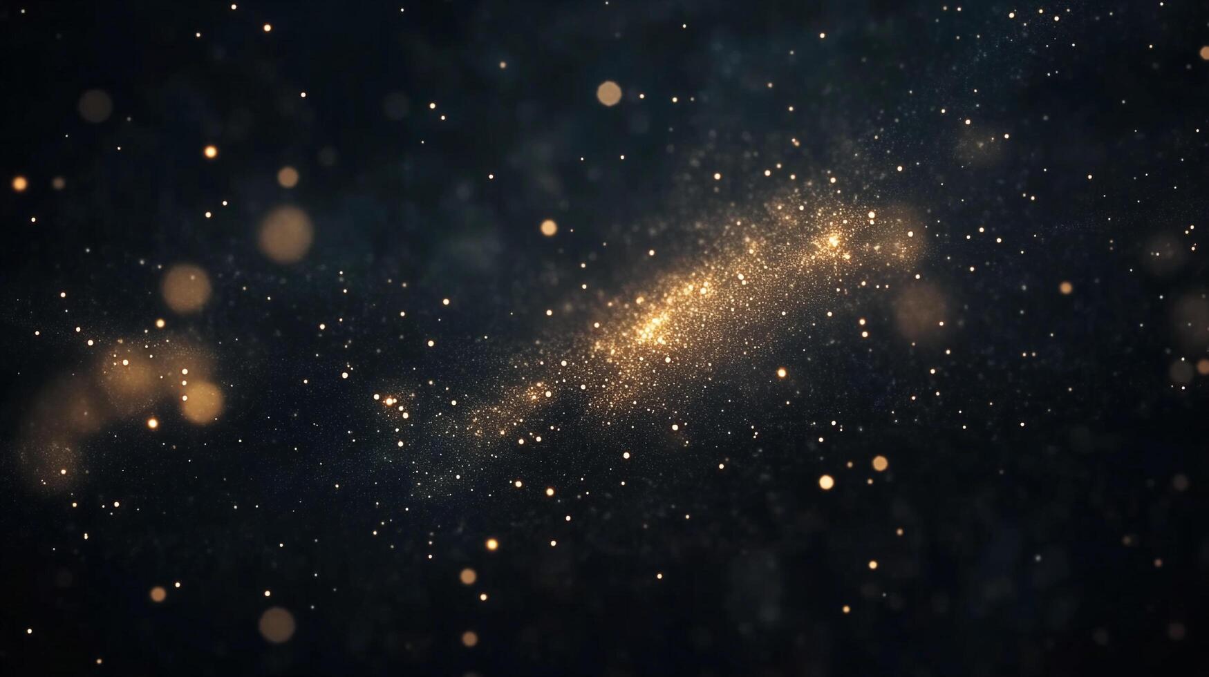 Golden light sparkles amidst a dark, speckled background, resembling a galaxy of stars and creating a magical atmosphere. photo