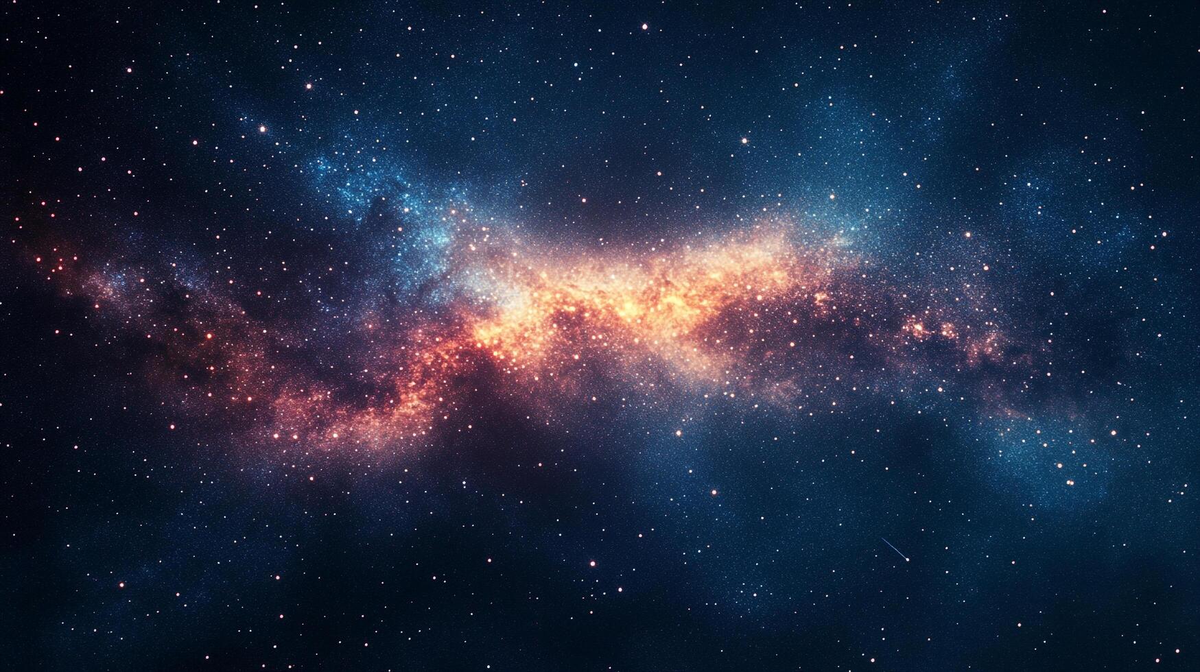 Vibrant cosmic cloud ablaze with stellar radiance, set against a backdrop of celestial navy, sprinkled with a myriad of twinkling stars. photo