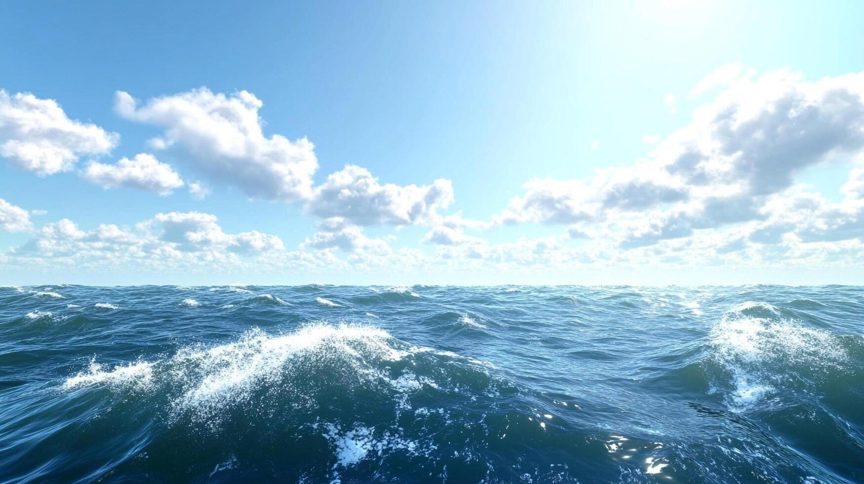 Serene sea view with gentle waves under a partly cloudy sky, radiating peace and tranquility, inviting contemplation and relaxation. photo