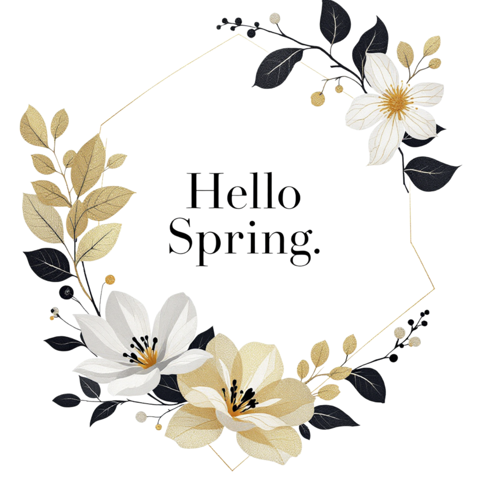 Hello spring floral frame png