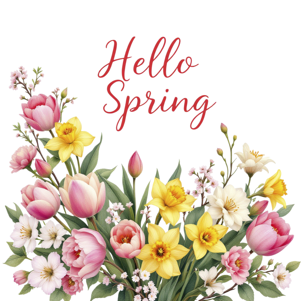 Hello spring flowers png