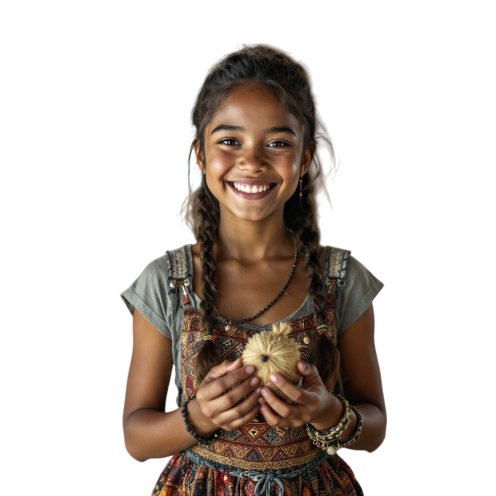 A young girl holding a potato png
