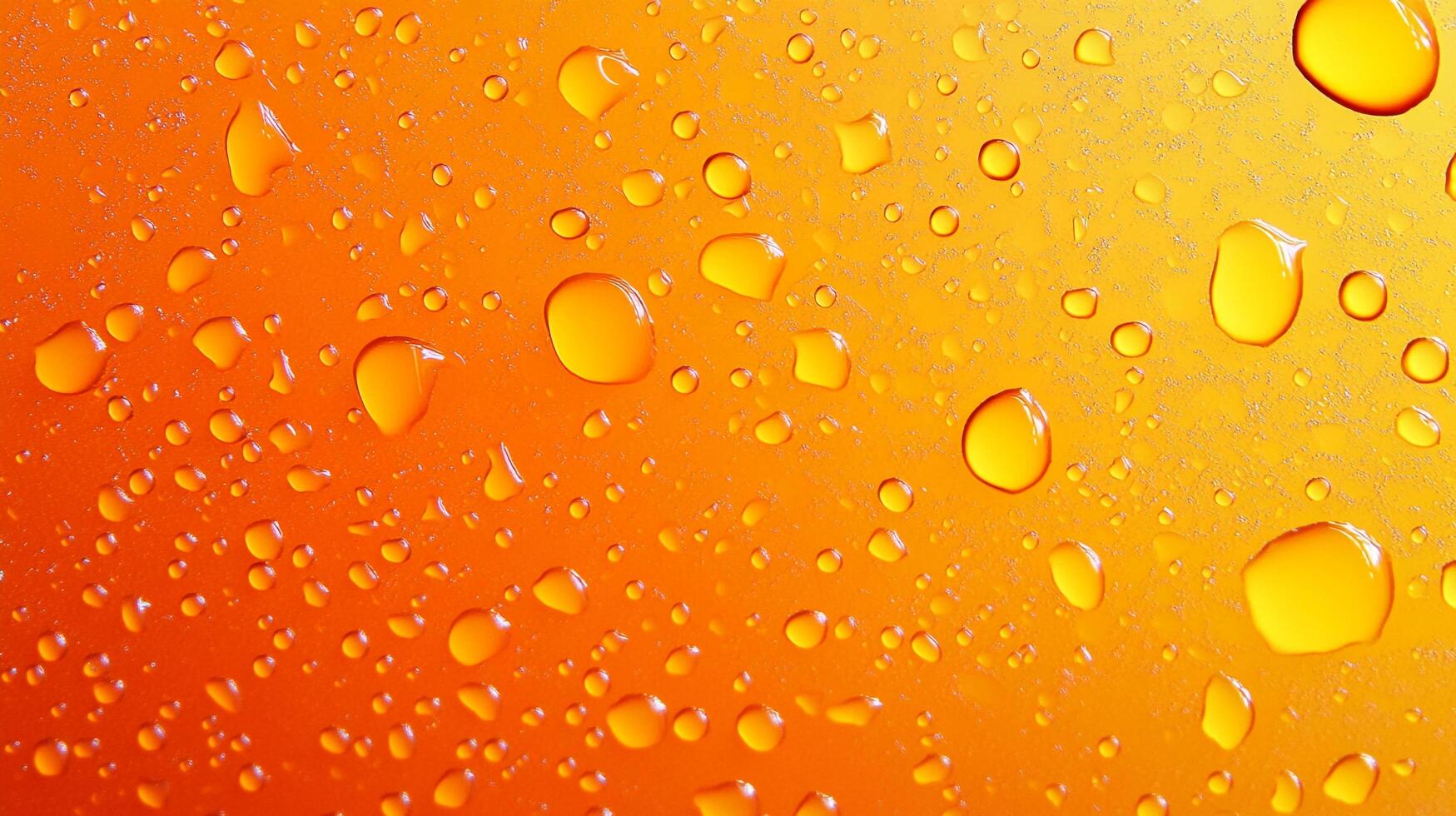 Orange background covered with water droplets, creating a refreshing and vibrant visual texture. The water drops show light color variations. photo