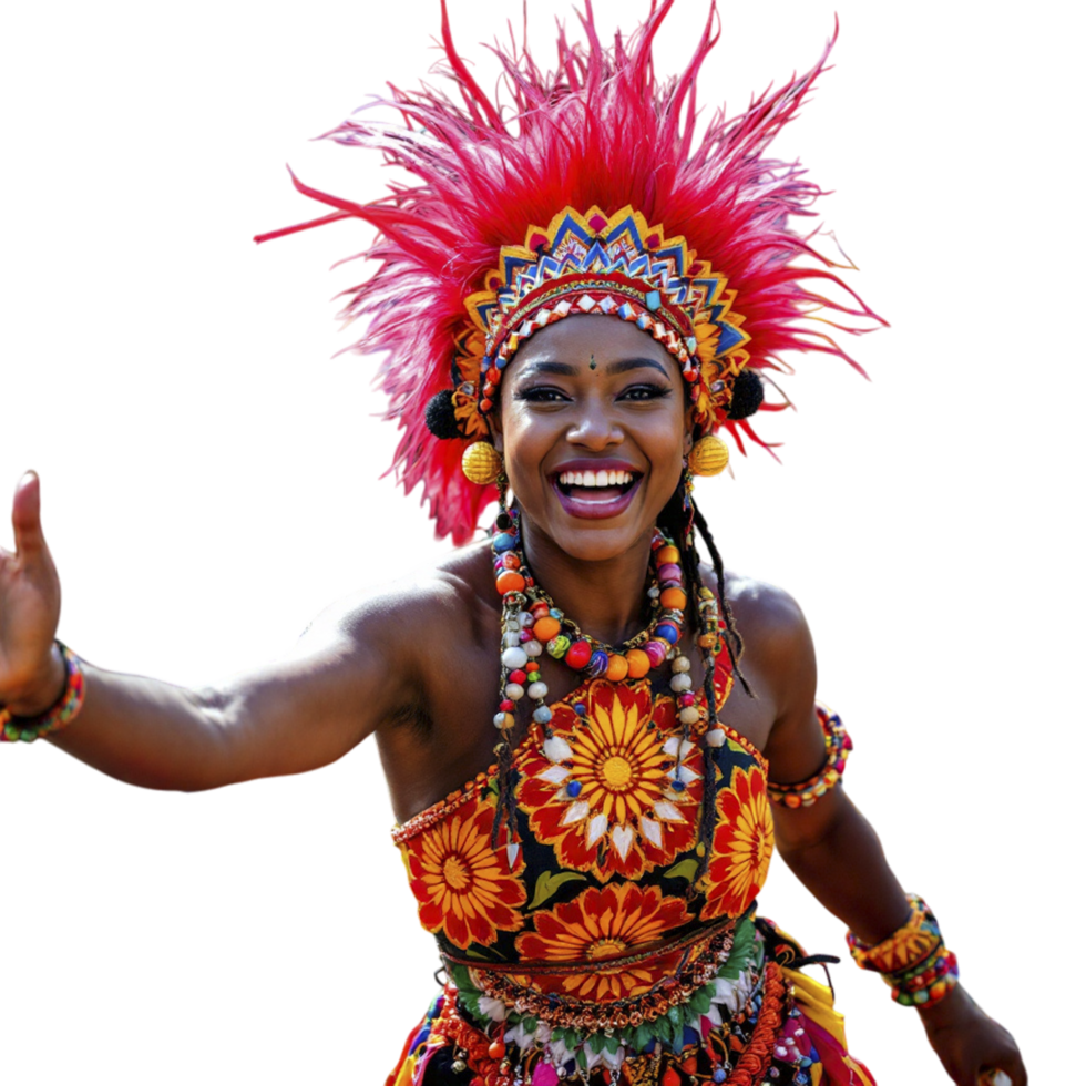 A woman in a colorful costume is smiling png