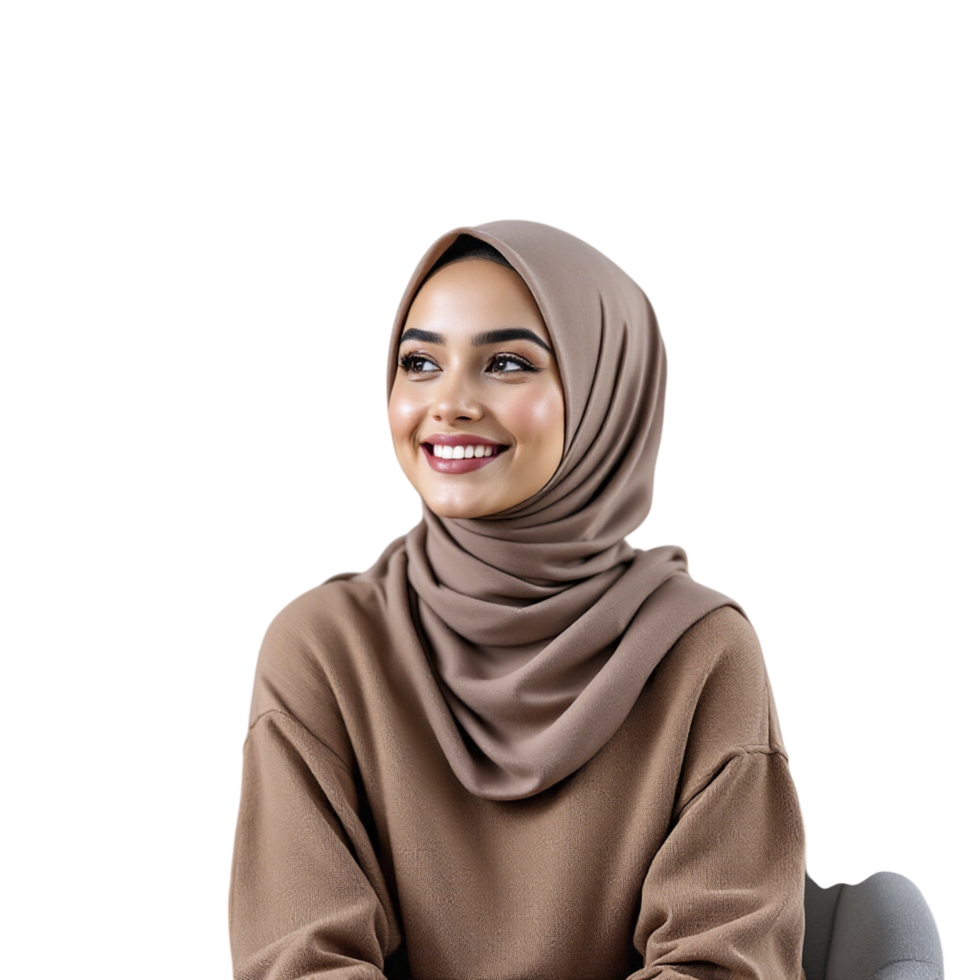 A woman wearing a hijab is smiling png
