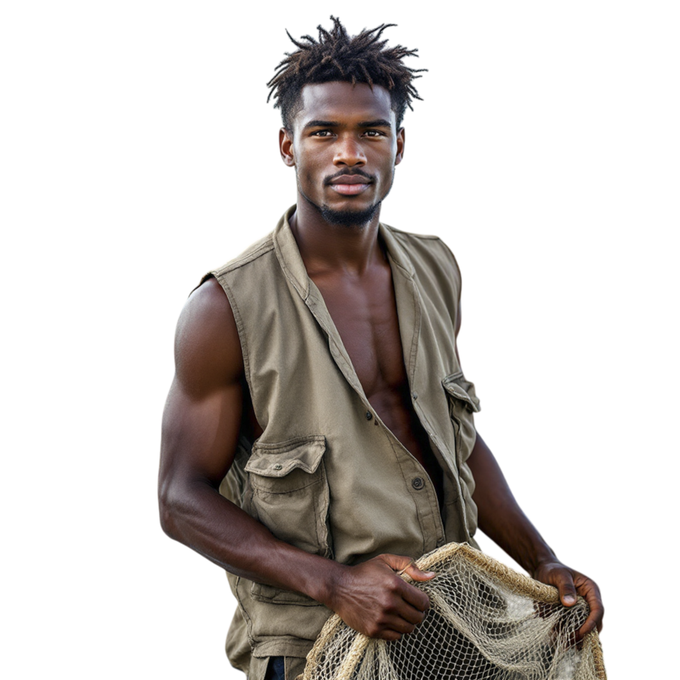 A man holding a net in his hands png