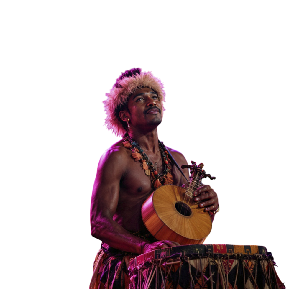 A man in a traditional costume playing a musical instrument png