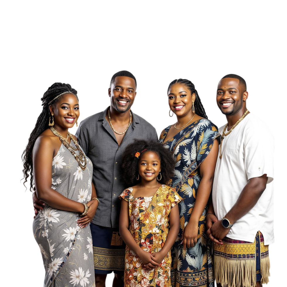 A family poses for a photo in front of a black background png