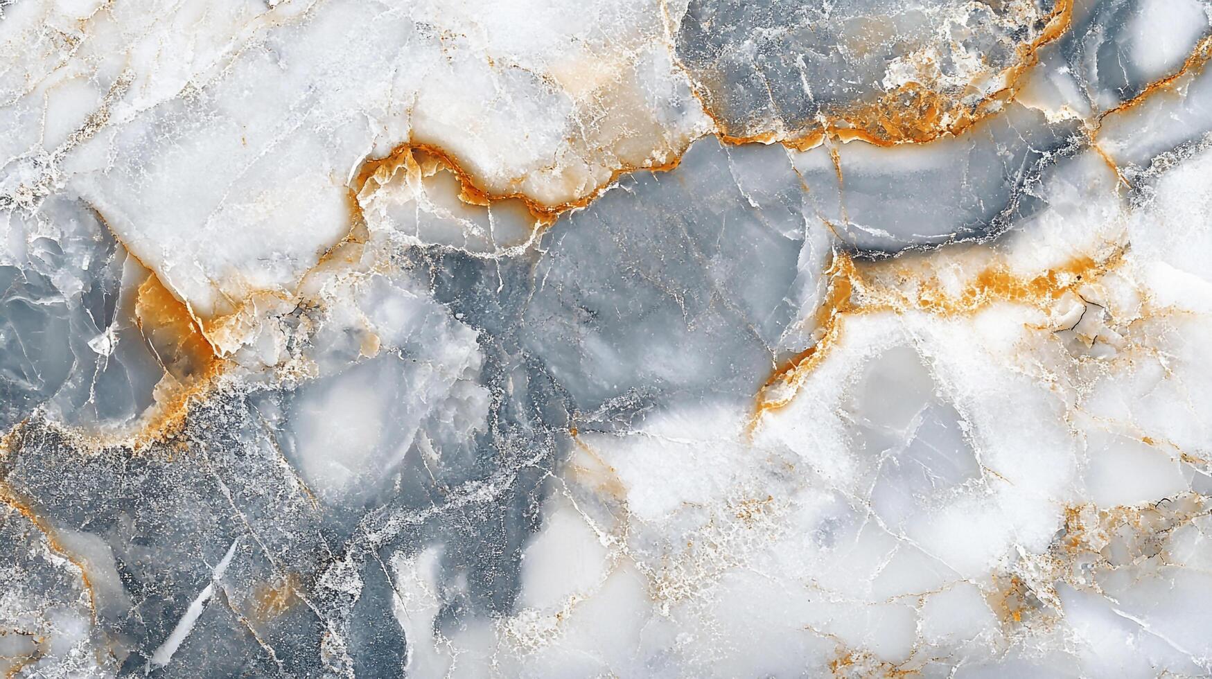 Striking marble slab featuring a dynamic blend of white, grey, and gold veining creating a luxurious and unique aesthetic. photo