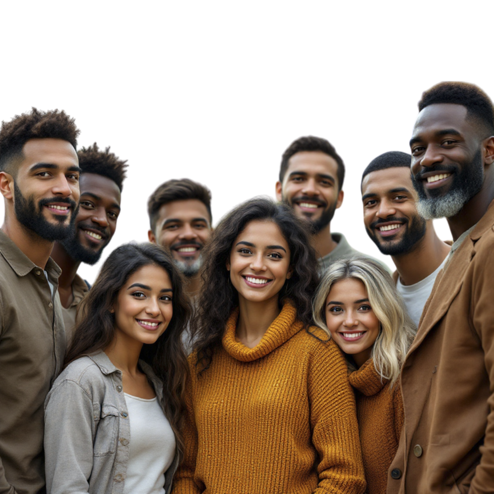 A group of people smiling and posing for the camera png