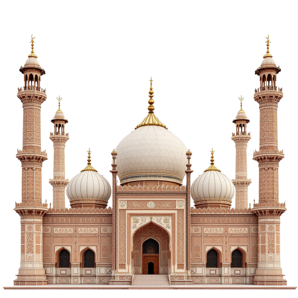 A large mosque with three domes and a large tower png