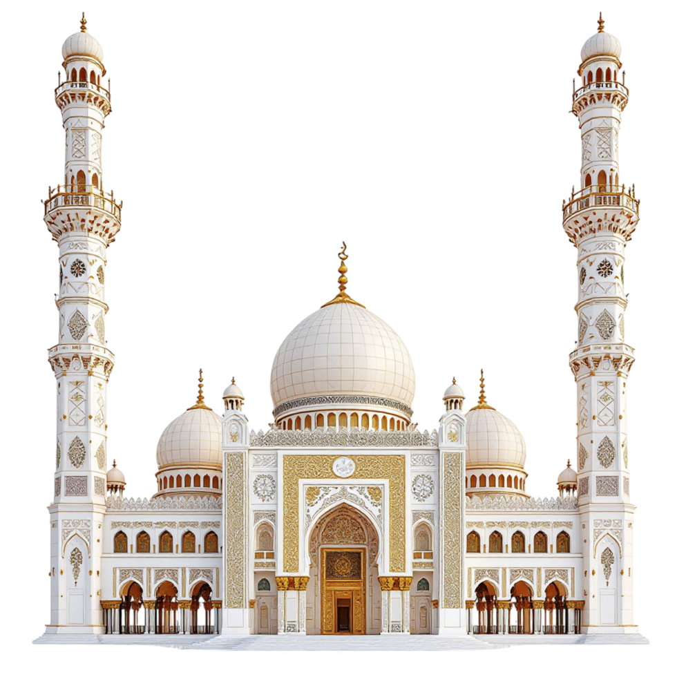 A large white mosque with two minarets png