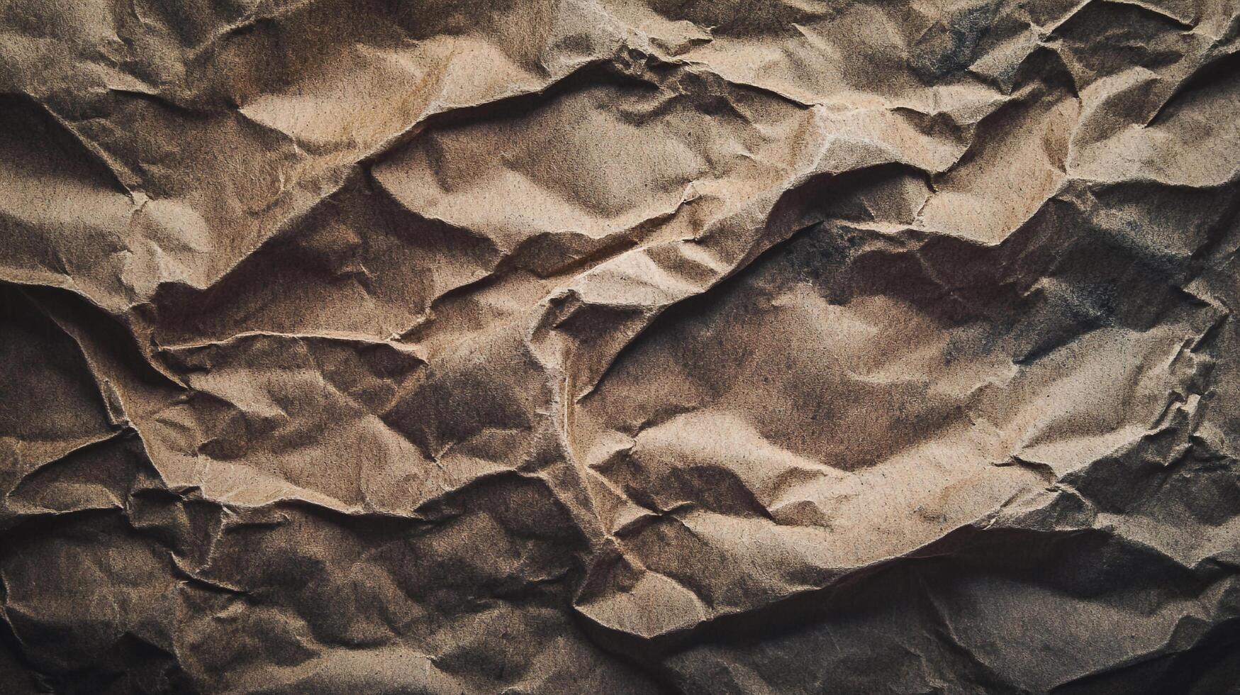 Textured surface of rumpled parchment, featuring natural looking wrinkles and highlights that create a visually rich background. photo