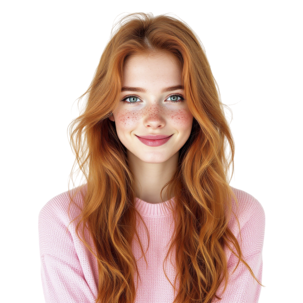 A woman with freckles on her face png