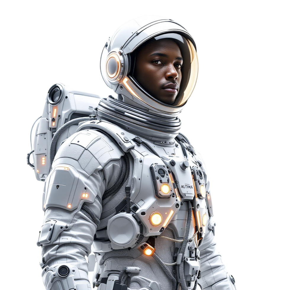 An astronaut in a white suit with glowing lights png