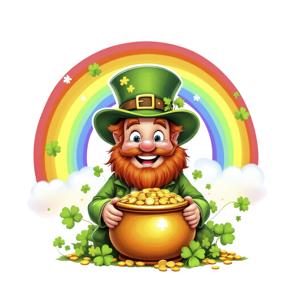 Leprechaun with pot of gold png