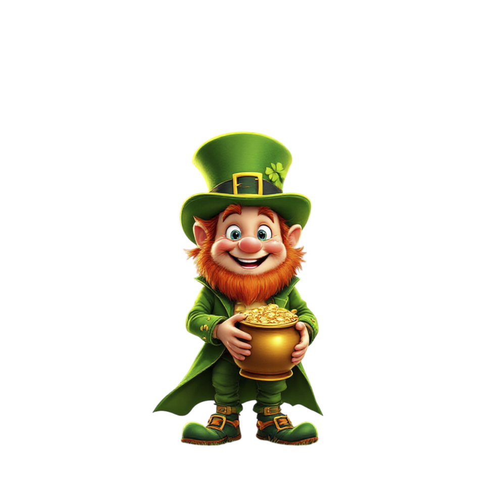 A leprechaun holding a pot of gold png
