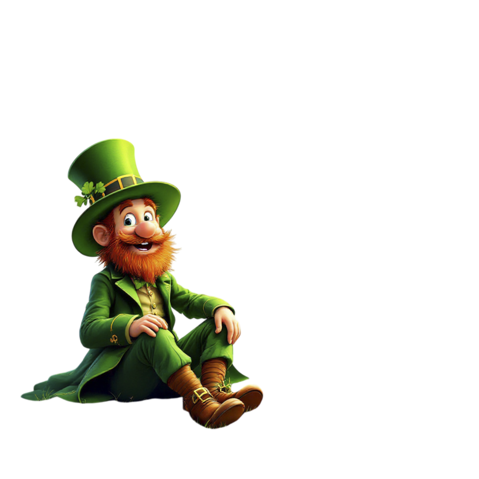 A cartoon leprechaun sitting on the ground png