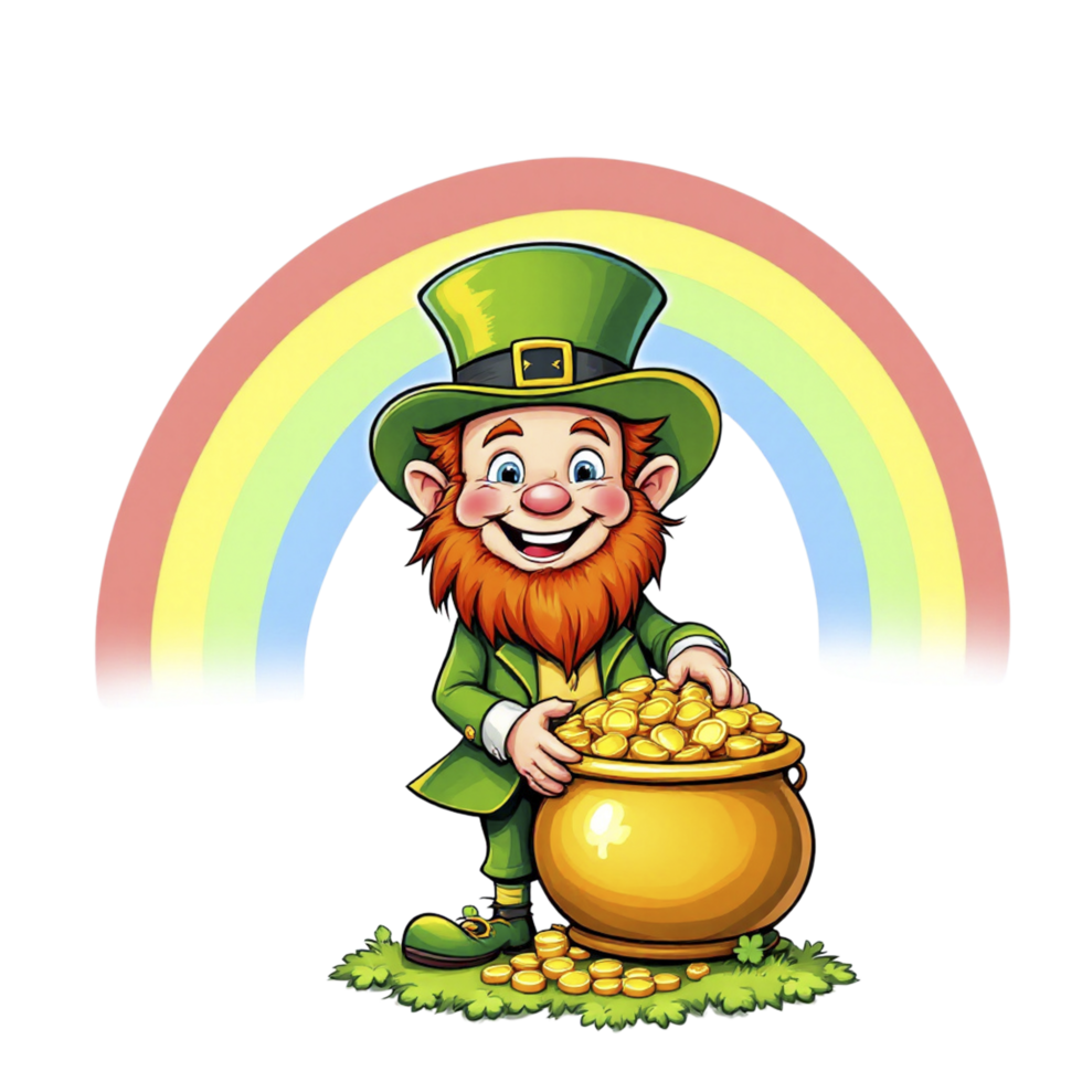 Leprechaun with pot of gold png