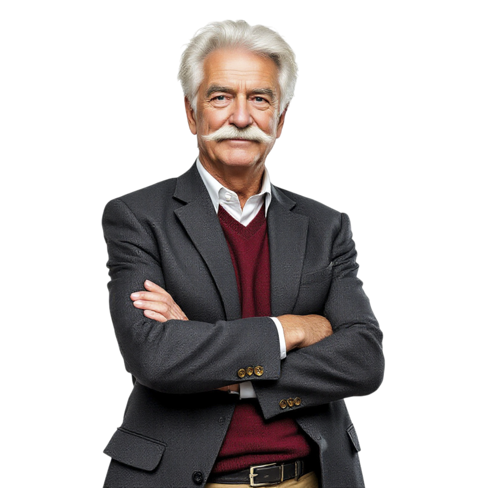 An older man with a mustache and a suit png