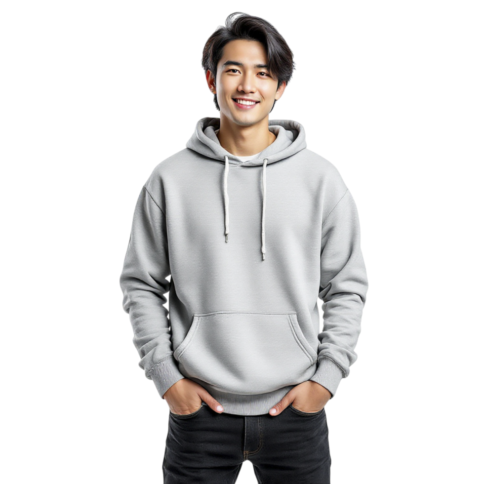 A man in a white hoodie smiling png