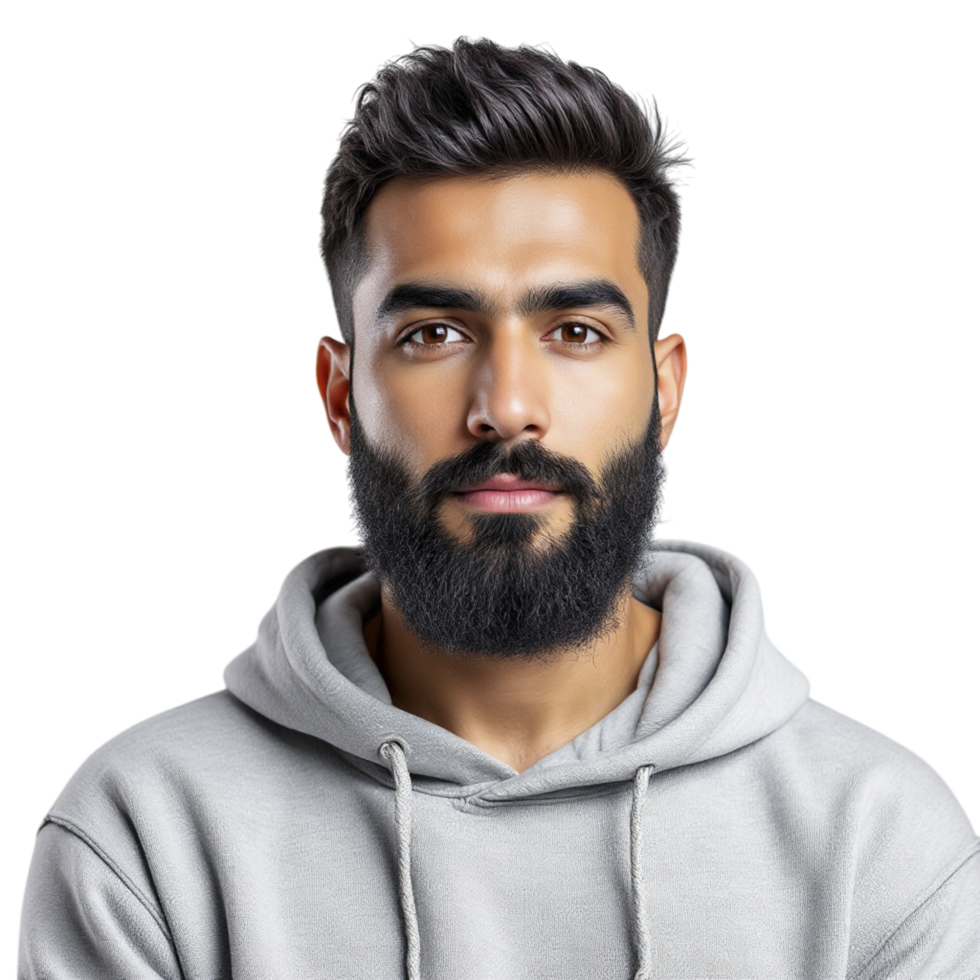 A man with a beard and a hoodie png