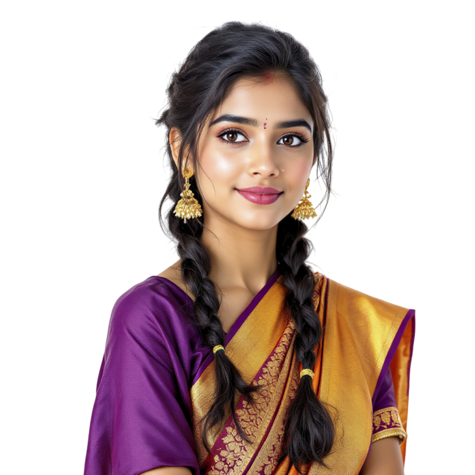 A young indian woman in a sari png